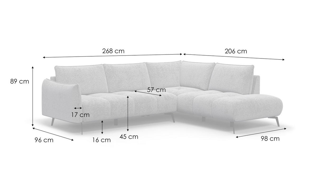 ECKSOFA AERA 5-Sitzer rechts, dunkelgrün - Dunkelgrün/Schwarz, Holz/Textil (268/206cm) - Courtois Laville