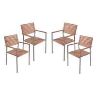 GARTENSTUHL 4er Set Otto Stapelstuhl - Braun, Holz (53/86/50cm) - DELUKE