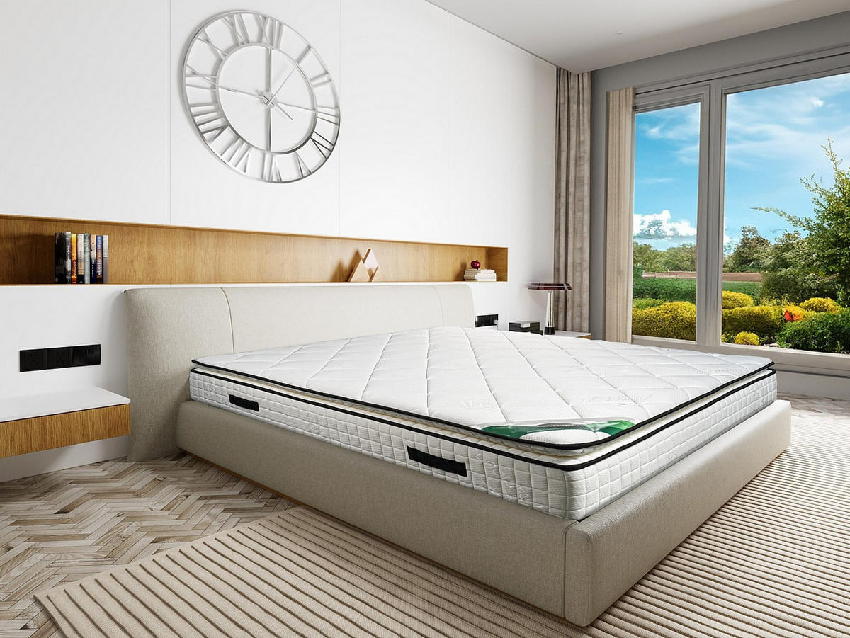 STANDARDMATRATZE - 2 Personen - Stoff - Weiß - - Weiß, Textil (180/200cm) - Vente-Unique