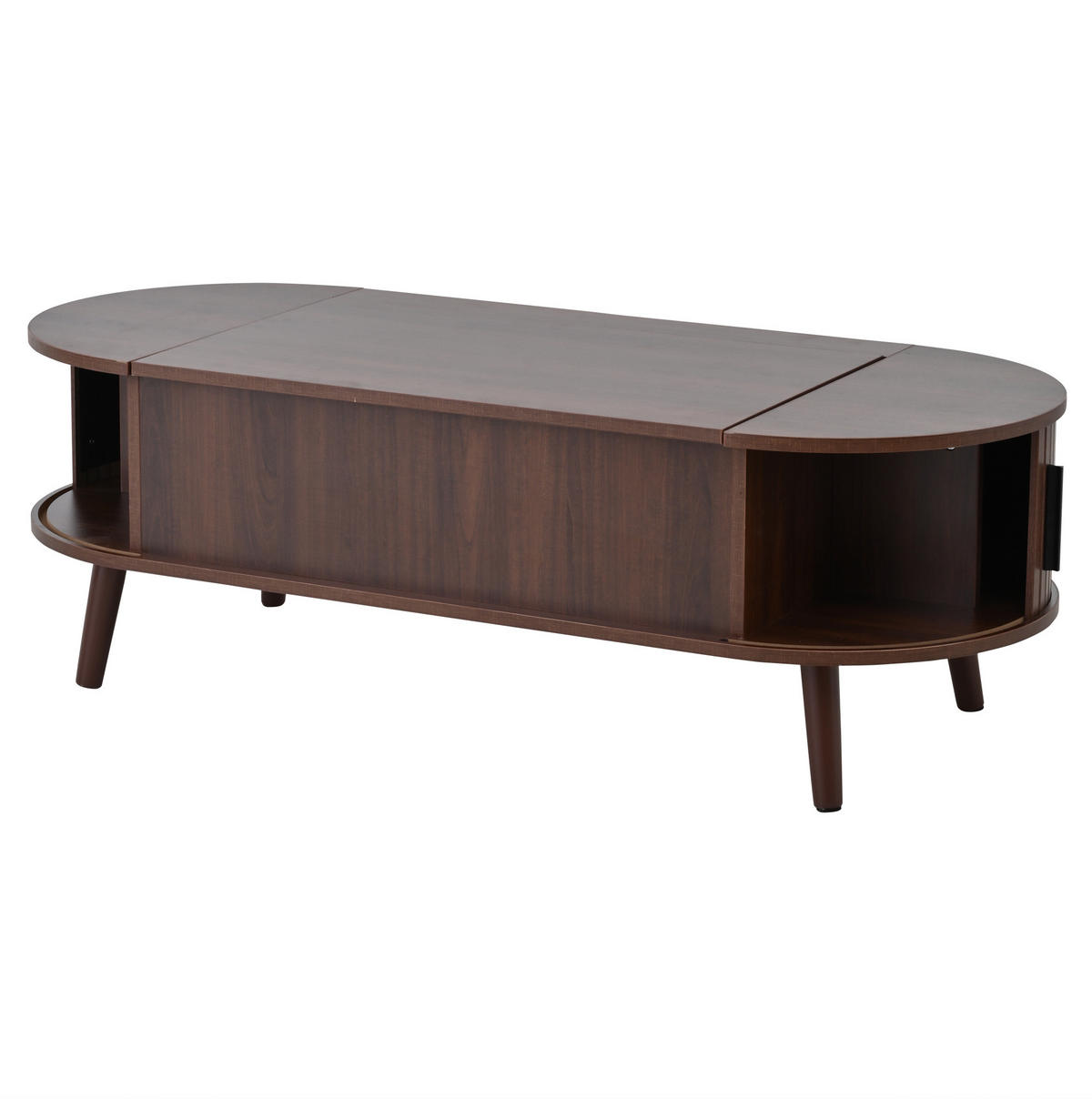 COUCHTISCH 120/50/39,5 cm höhenverstellbar mit verborgenem Stauraum und Rollladenfächern aus MDF/Holz, Nussbaum - Nussbaumfarben, Holzwerkstoff (120/50/39.5cm) - Redom