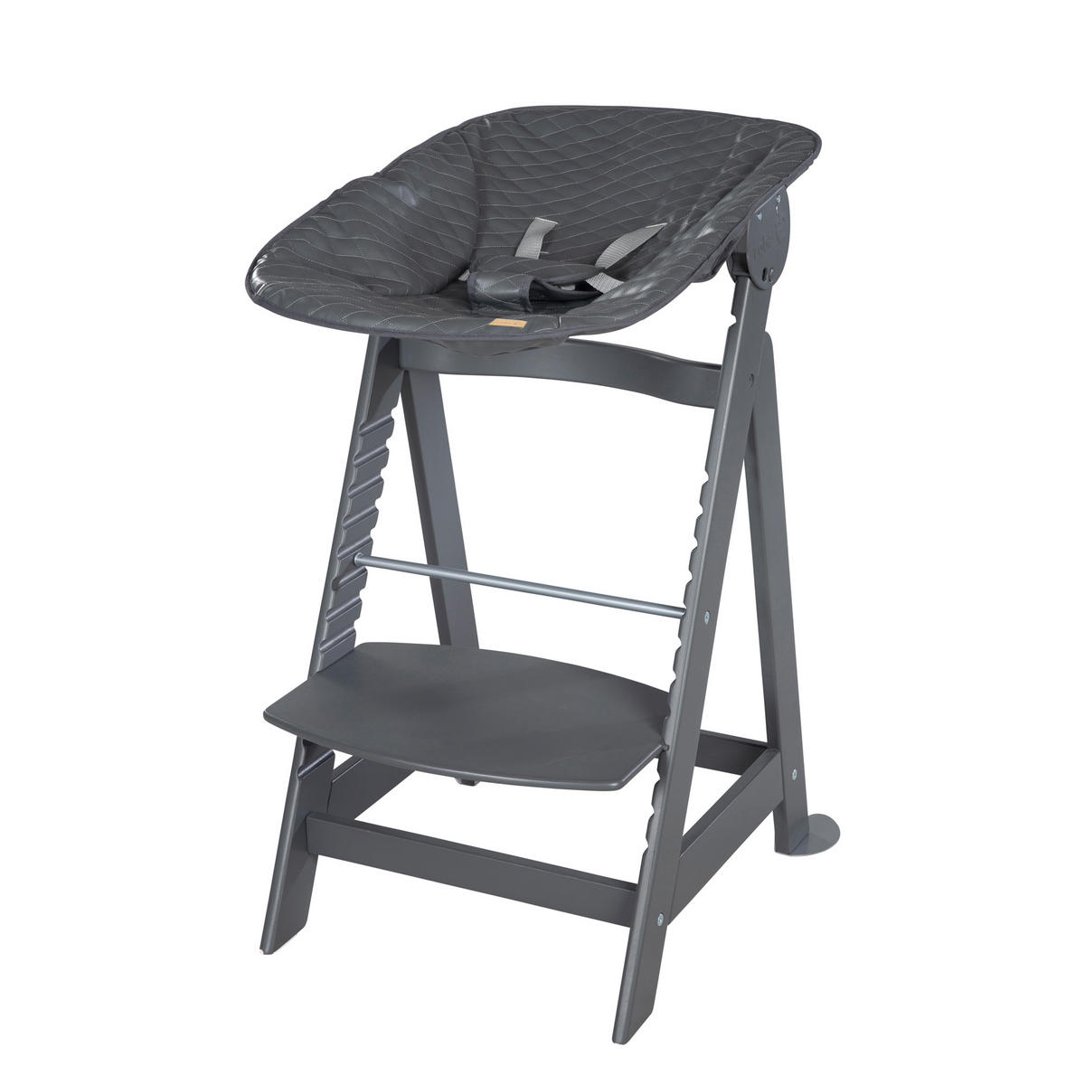 BABYHOCHSTUHL Born Up Luxe mit Neugeborenenaufsatz Anthrazit - Anthrazit, Holzwerkstoff/Textil (46/94/66.5cm) - Roba