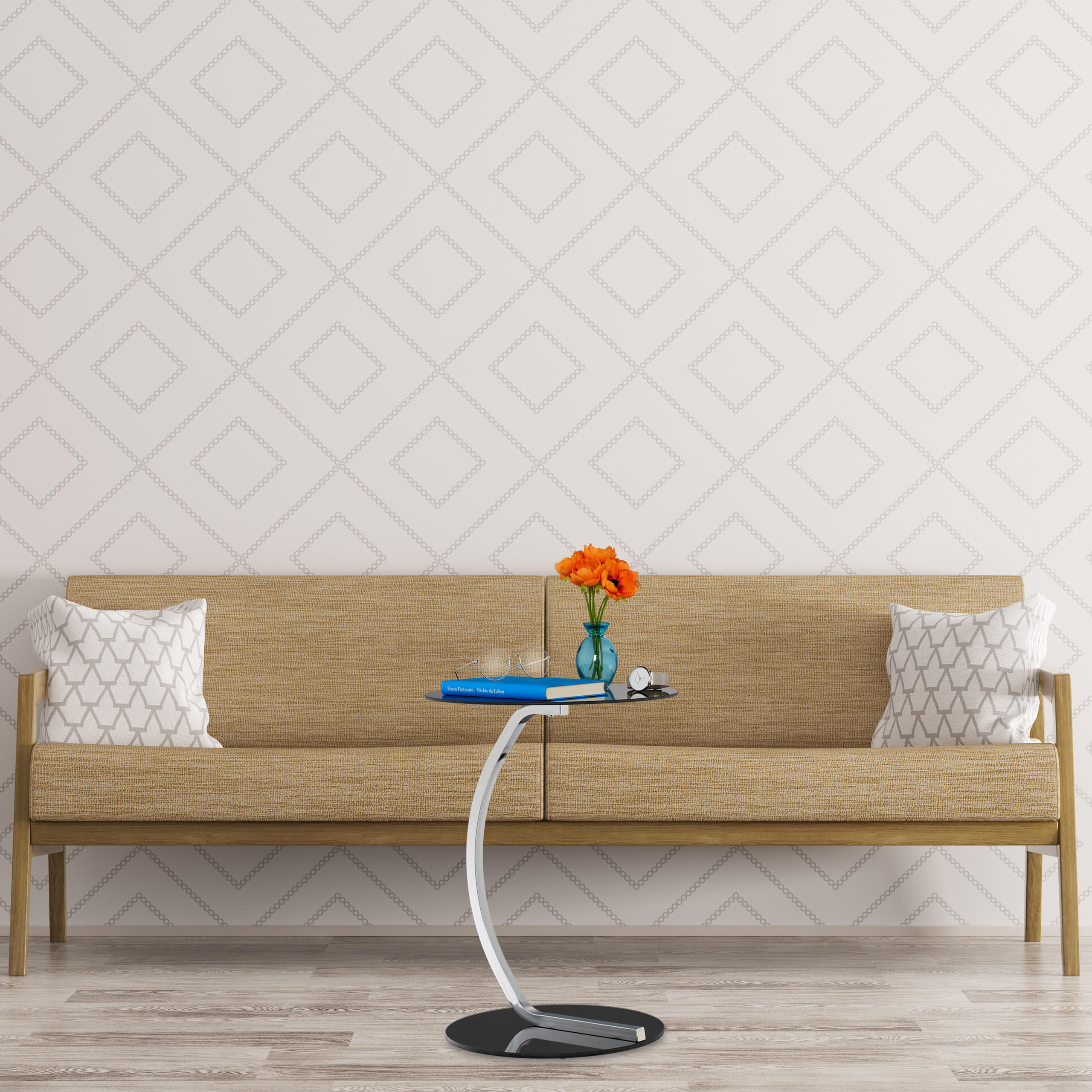 BEISTELLTISCH - Schwarz, Glas/Metall (40/40/55cm) - Relaxdays