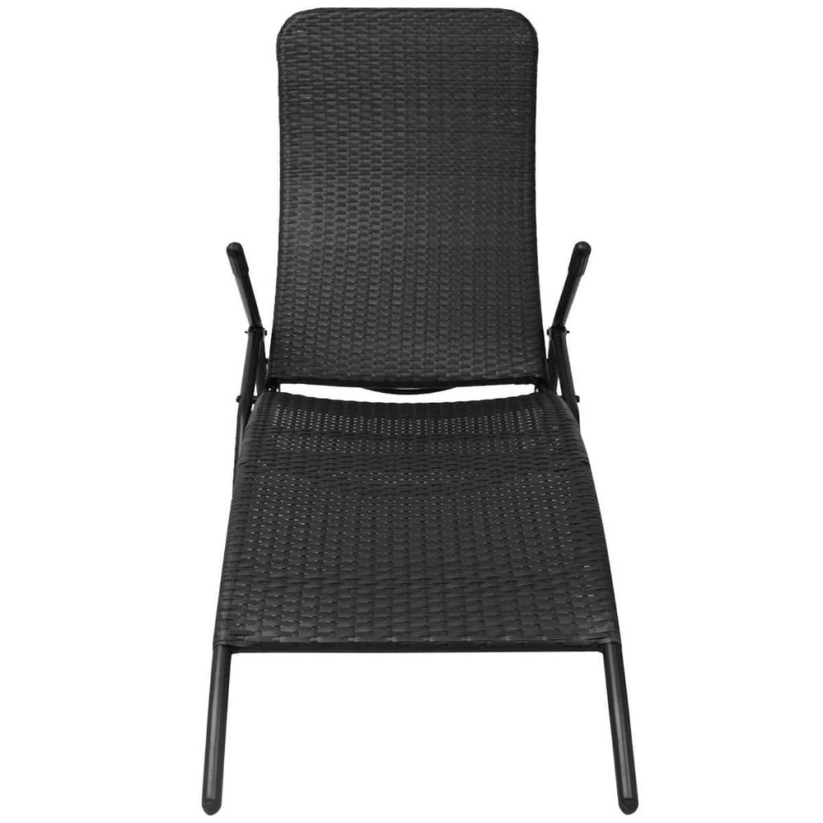 SONNENLIEGE Klappbar Poly Rattan Schwarz - Schwarz, Kunststoff (61/95/147cm) - furnicato