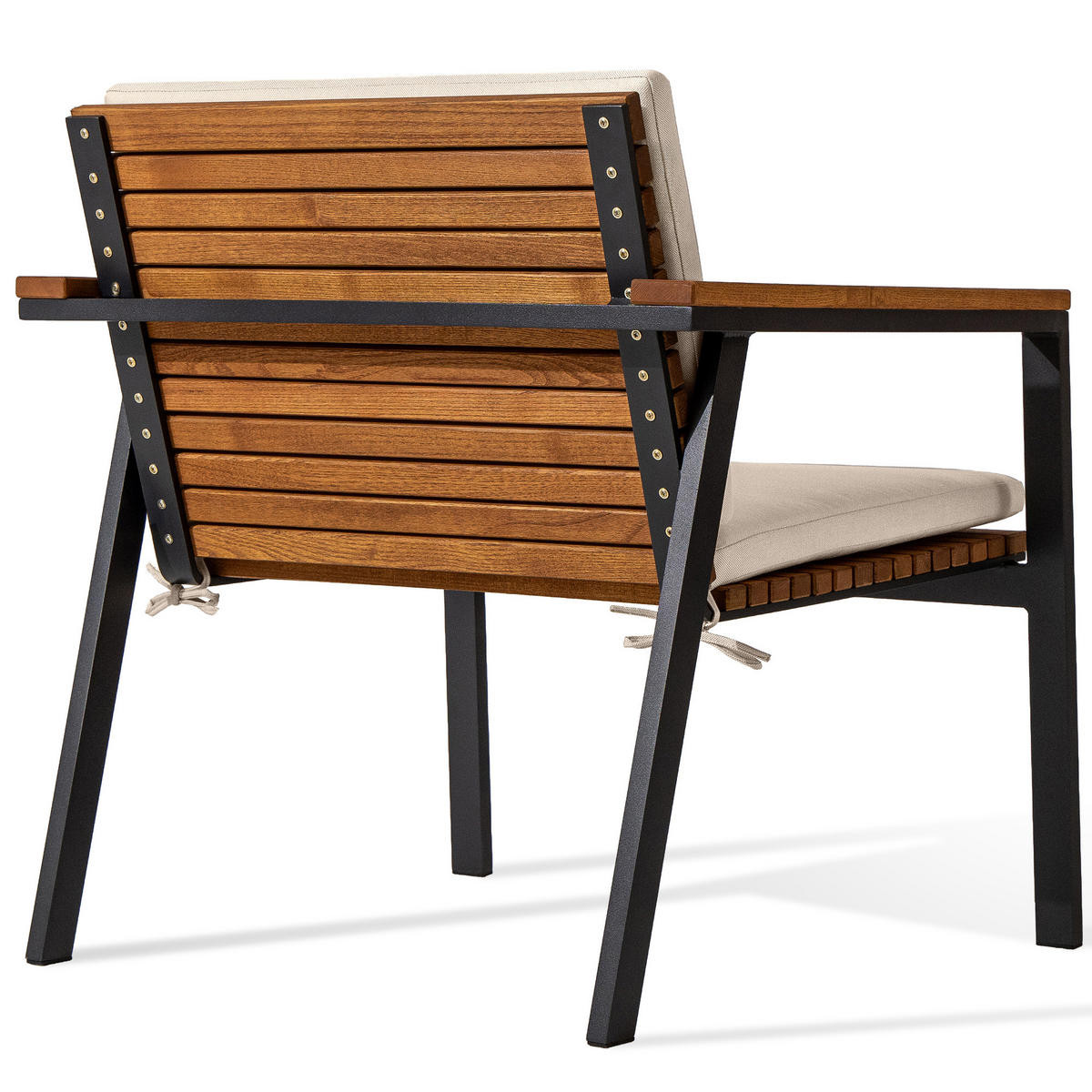 GARTENMÖBELSET ARIATO 3-tlg, mit Kissen - Anthrazit/Beige, Holz/Metall - KONSIMO®