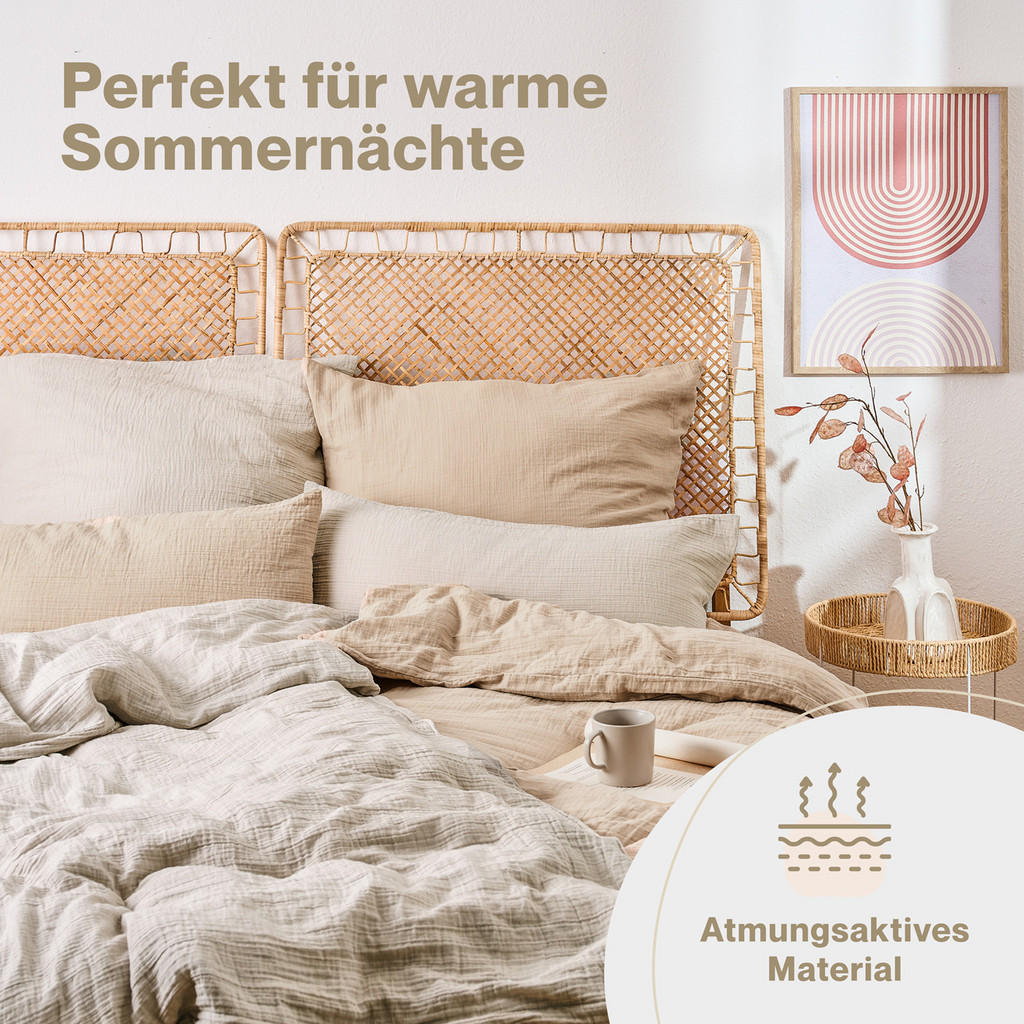 Thumbnail - Blumtal Bettwäsche, Taupe, Textil, 135x200 cm, Schlaftextilien, Bettwäsche, Bettwäsche