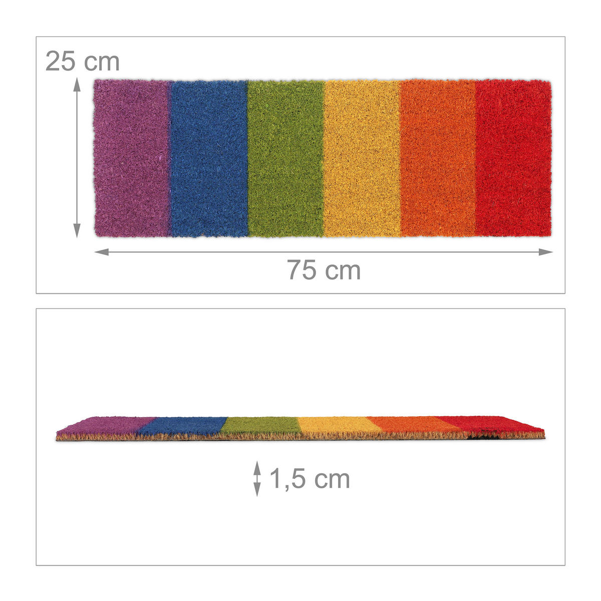 FUSSMATTE - Multicolor, Kunststoff/Textil (75/25cm) - Relaxdays