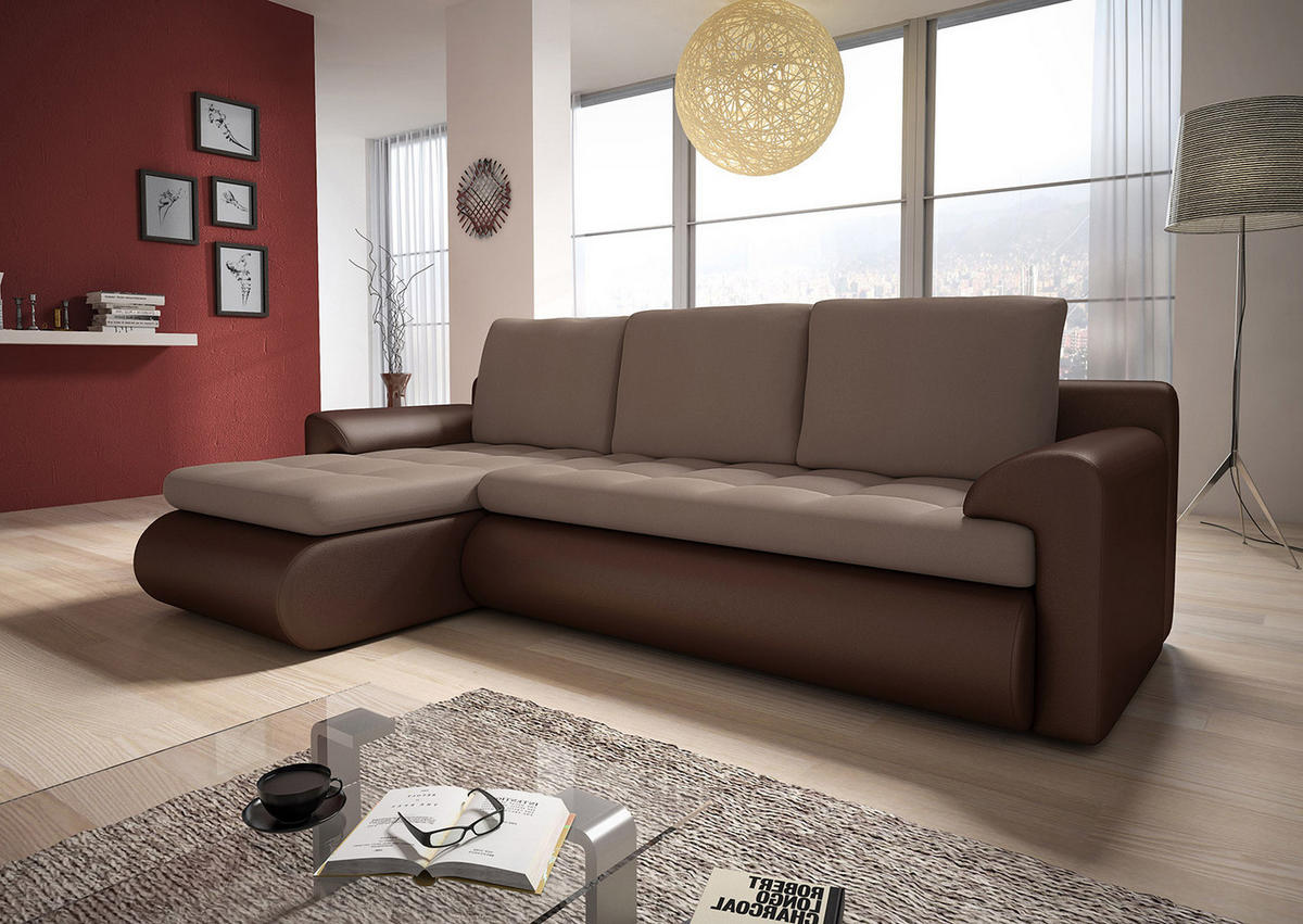 ECKSOFA Santi, Seite: Links - Braun, Holz/Textil (226/152cm) - Sofnet