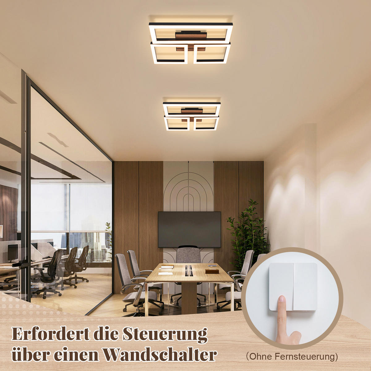 LED DECKENLEUCHTE Vrelis 37/31/6 cm - Schwarz, Kunststoff/Metall (37/31/6cm) - ZMH