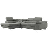 ROHOVÁ SEDAČKA GUSTAW L - Šedá Bouclé - Levá Strana - šedá/stříbrná, kov/textil (275/205cm) - MKS