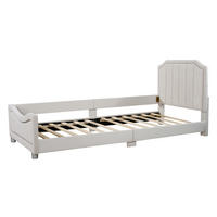 POLSTERBETT Kinderbett 90x200 cm Schlafsofa Flanell Bettgestell mit Rückenlehne & Armlehne Beige - Beige, Holz - Ej. Life