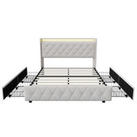 POLSTERBETT 140/200 cm Beige mit Schubladen und USB-Anschlüssen - Beige, Holz (140/200cm) - SHOPENTRA