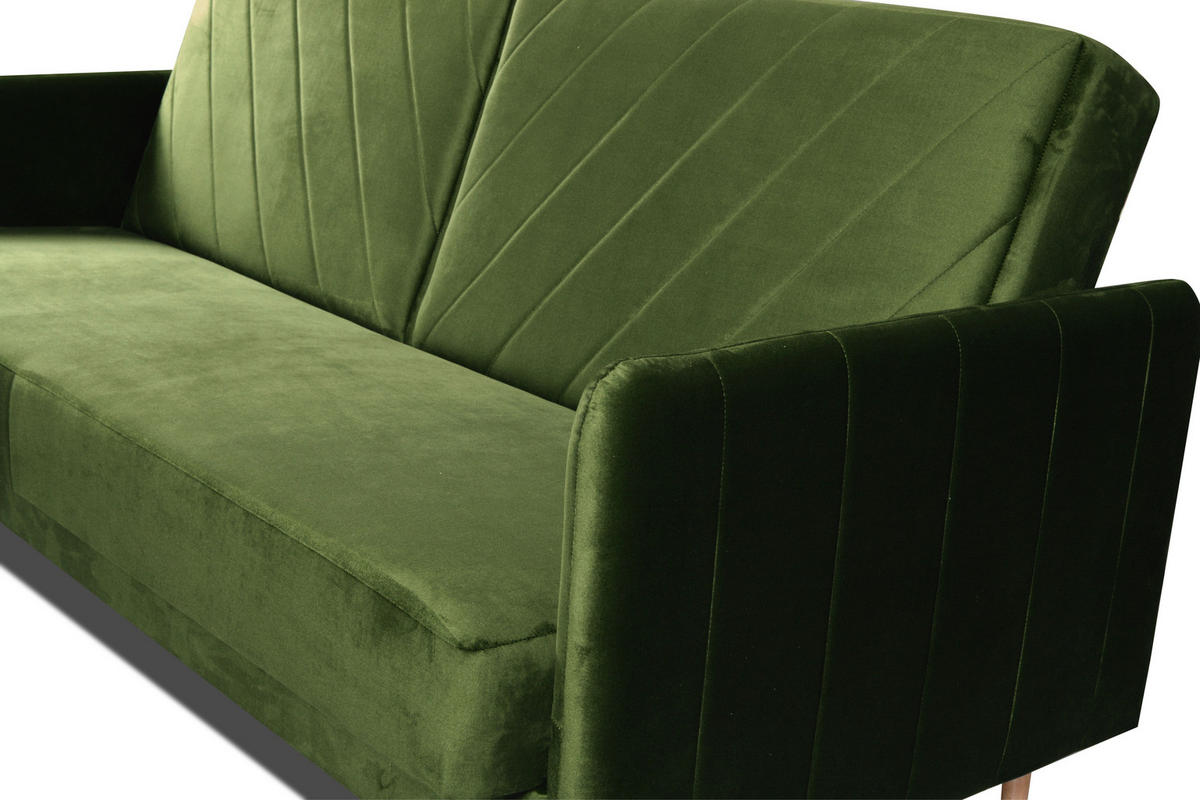 SCHLAFSOFA Vesto Olive Velours - Bettkasten - 207x93 cm - Olivgrün, Holz/Holzwerkstoff (207/93/93cm) - Ravio