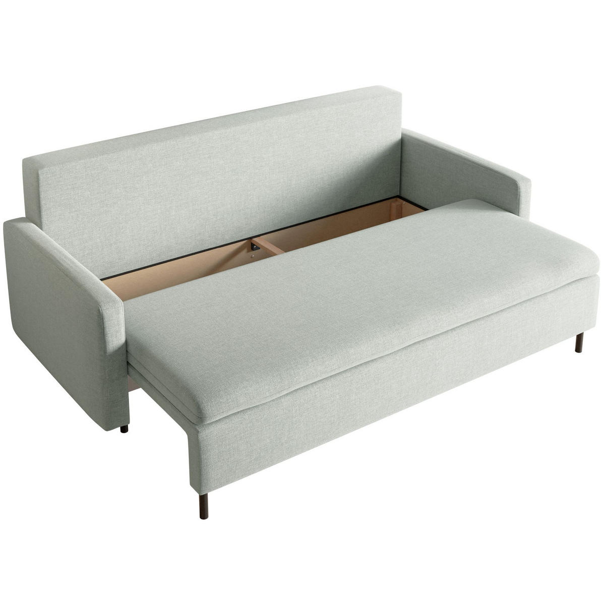 3-SITZER SOFA Umpro Chenille Mintgrün - Schwarz/Grün, Textil/Metall (220/96/95cm) - Selsey