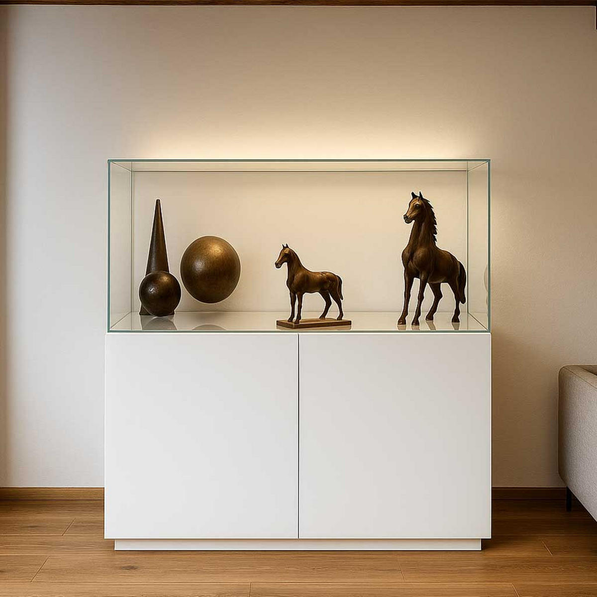 KUNSTVITRINE 36/100/37 cm mit Schiebetür & Schloss - Transparent, Glas (100/37/36cm) - K-Möbel