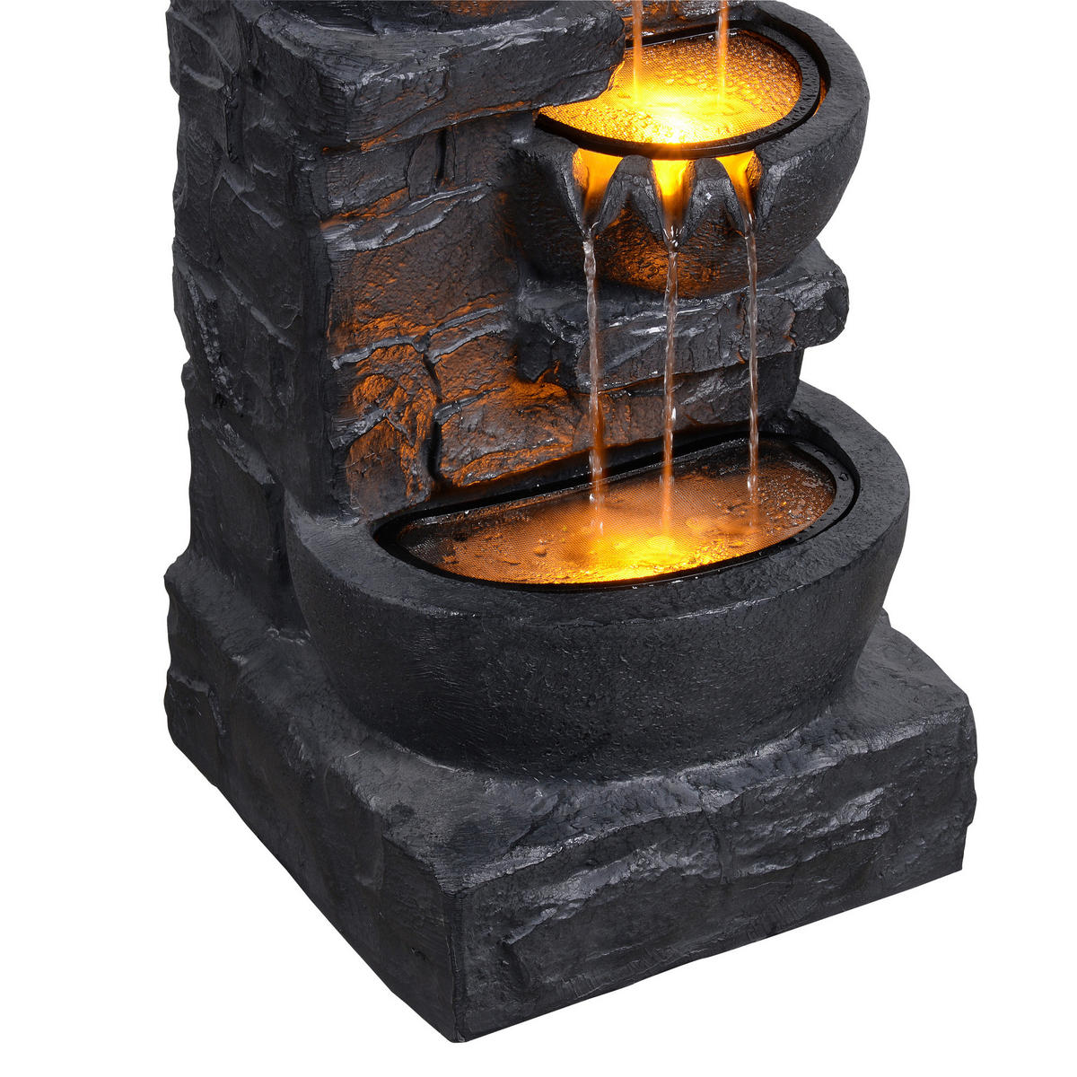 GARTENBRUNNEN 3-stufig dunkelgrau - Grau, Kunststoff (42/40/83cm) - Teamson Home