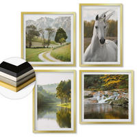 WANDBILDER 4er Set - 50x50 cm & 40x60 cm Goldrahmen - Natur des Flusses White Horses - Goldfarben, Kunststoff (50/50cm) - ArtPrintCave