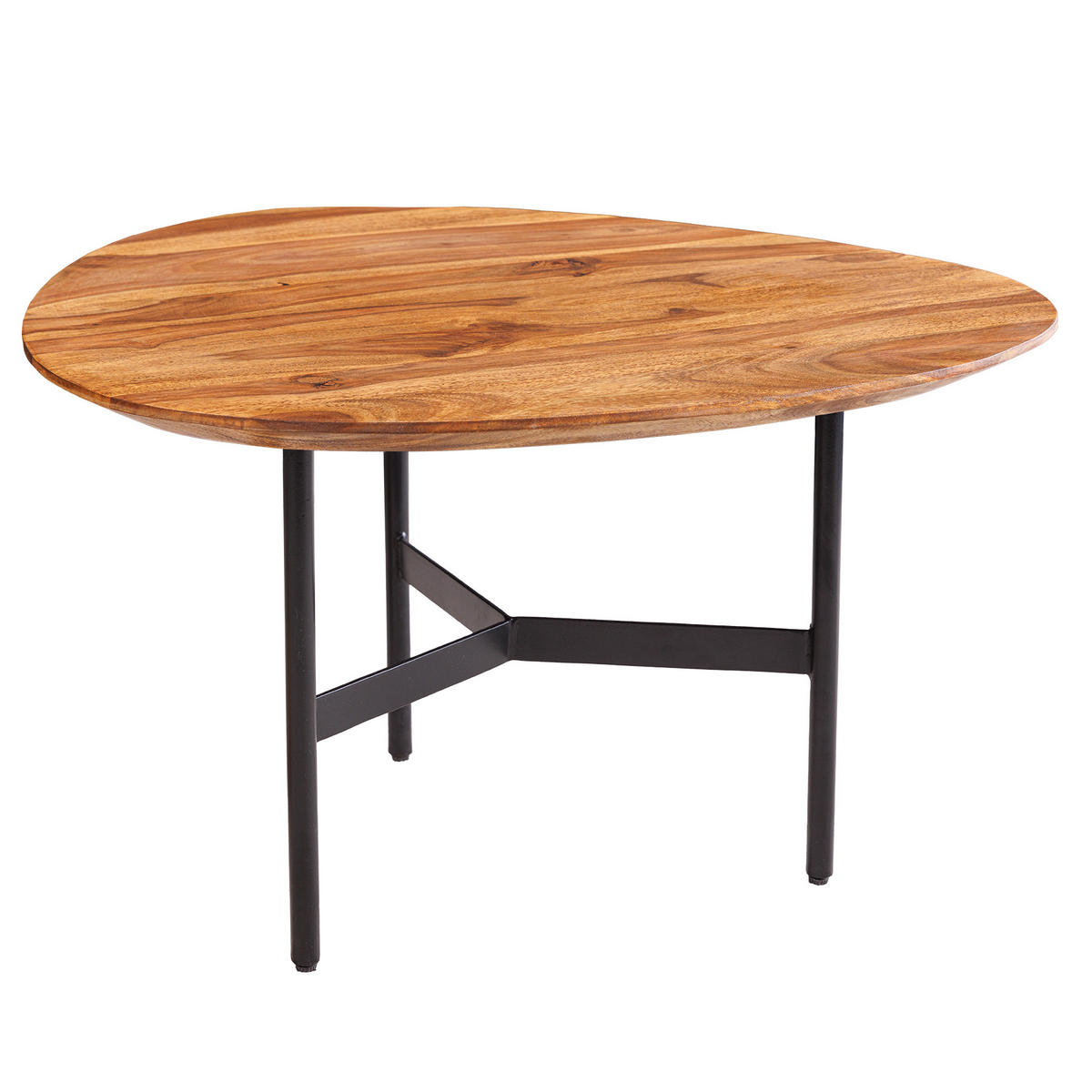 COUCHTISCH BEAUTY BY NATURE Sheesham quadratisch Natur 60cm - Schwarz/Braun, Holz/Metall (60/60/42cm) - riess-ambiente
