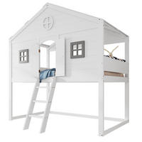 HOCHBETT 90/200 cm Weiß/Grau aus Kiefer und MDF mit Treppe - Weiß, Holz (90/200cm) - OKMYHOME