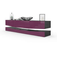 LOWBOARD City Fronten in Brombeer Hochglanz - Brombeere, Holzwerkstoff (178/48/39cm) - Vladon