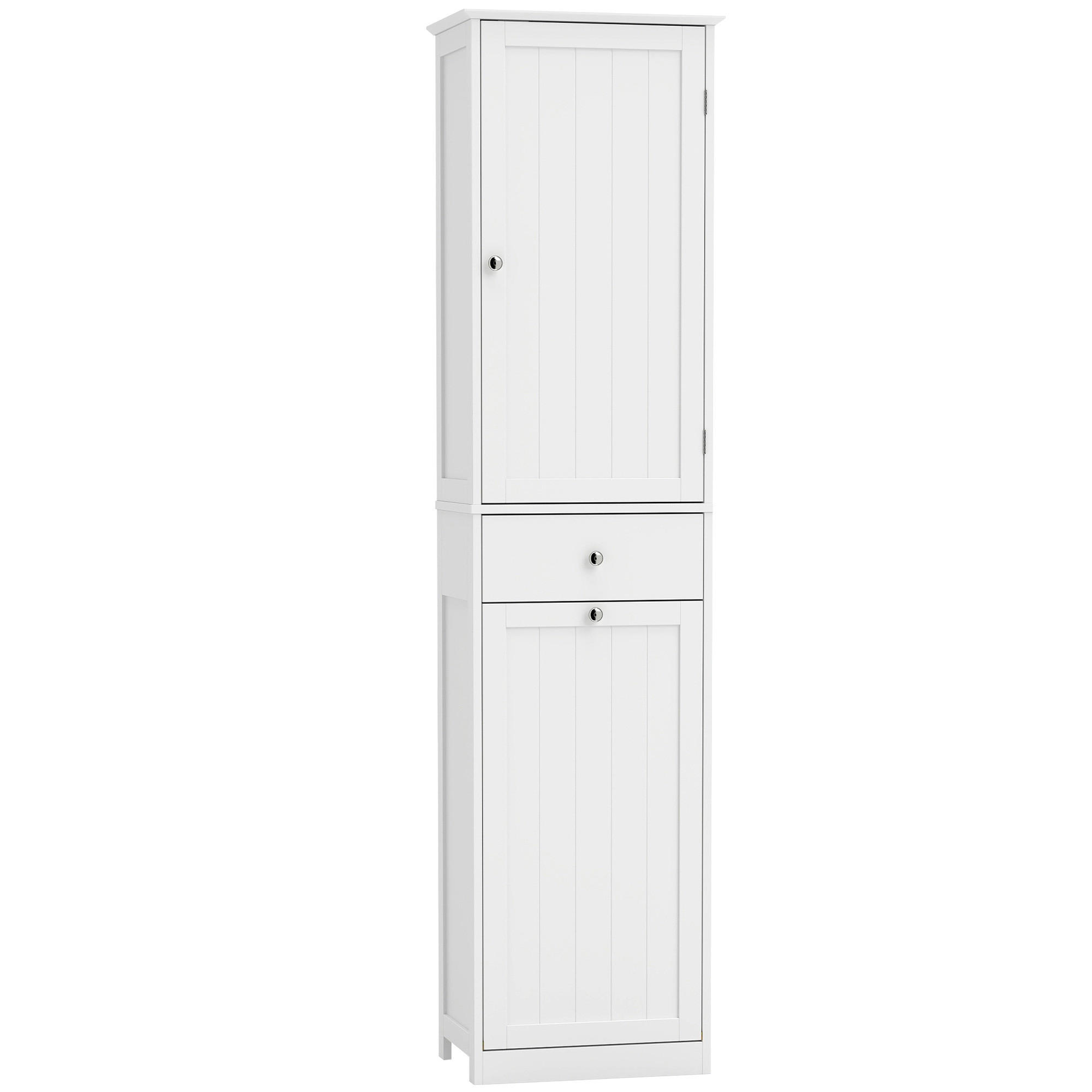BADEZIMMERSCHRANK MDF Weiß - Weiß, Holzwerkstoff/Metall (30/180/45cm) - HOMCOM