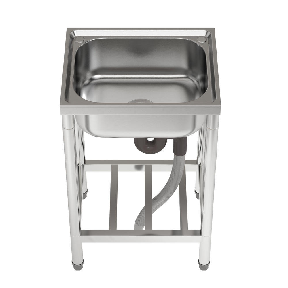 GASTROSPÜLE 50/40/80 cm Edelstahl Ablagefläche - Silberfarben, Metall (50/80/40cm) - Livingandhome