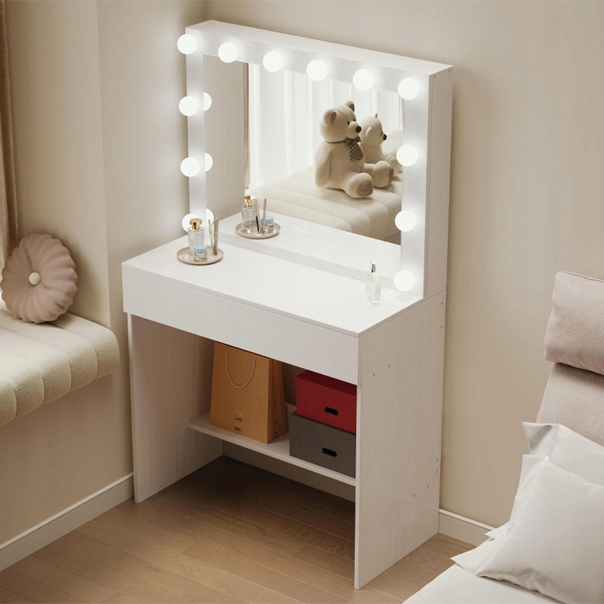 SCHMINKTISCH weißer 40/80/140 cm - Weiß, Holzwerkstoff (80/140/40cm)