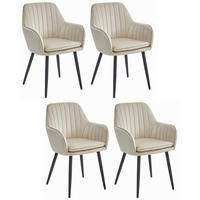 STUHL PRAIANO 4-er Set, Beige, Schwarz, mit Samtstoff gepolstert - Beige, Textil/Metall (58/87/57cm) - Komodee