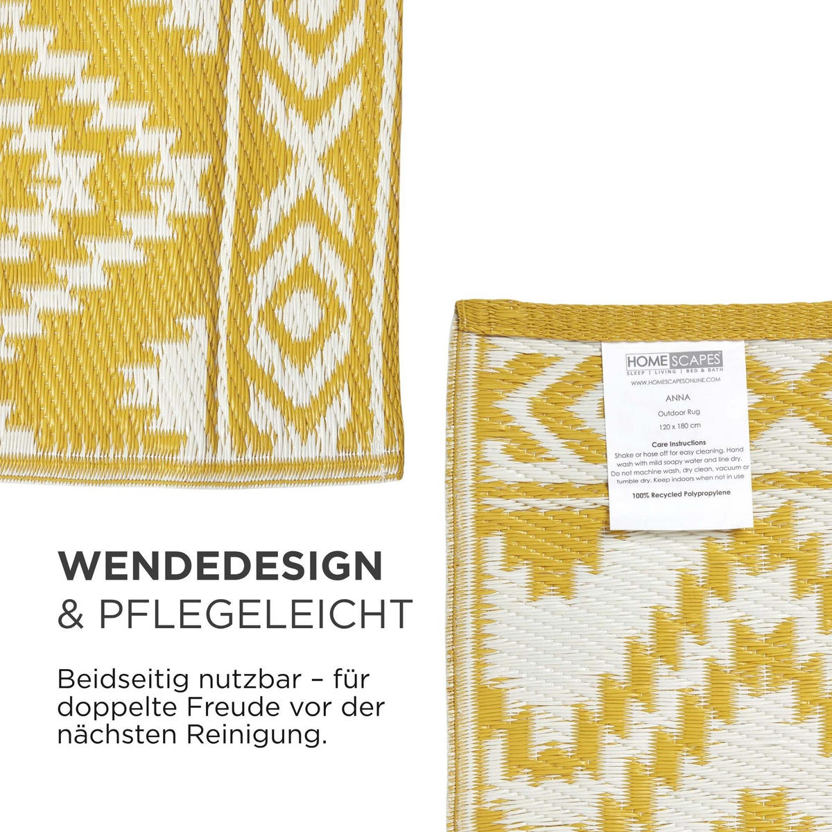 OUTDOORTEPPICH Anna mit Ethno-Muster 150/240 cm - Gelb, Kunststoff (150/240cm) - Homescapes