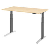 SCHREIBTISCH elektrisch XBHM 80/140/74 cm in Ahornfarben/Graphitfarben/Alu poliert - Silberfarben/Ahornfarben, Holzwerkstoff (80/140/74cm) - bümö