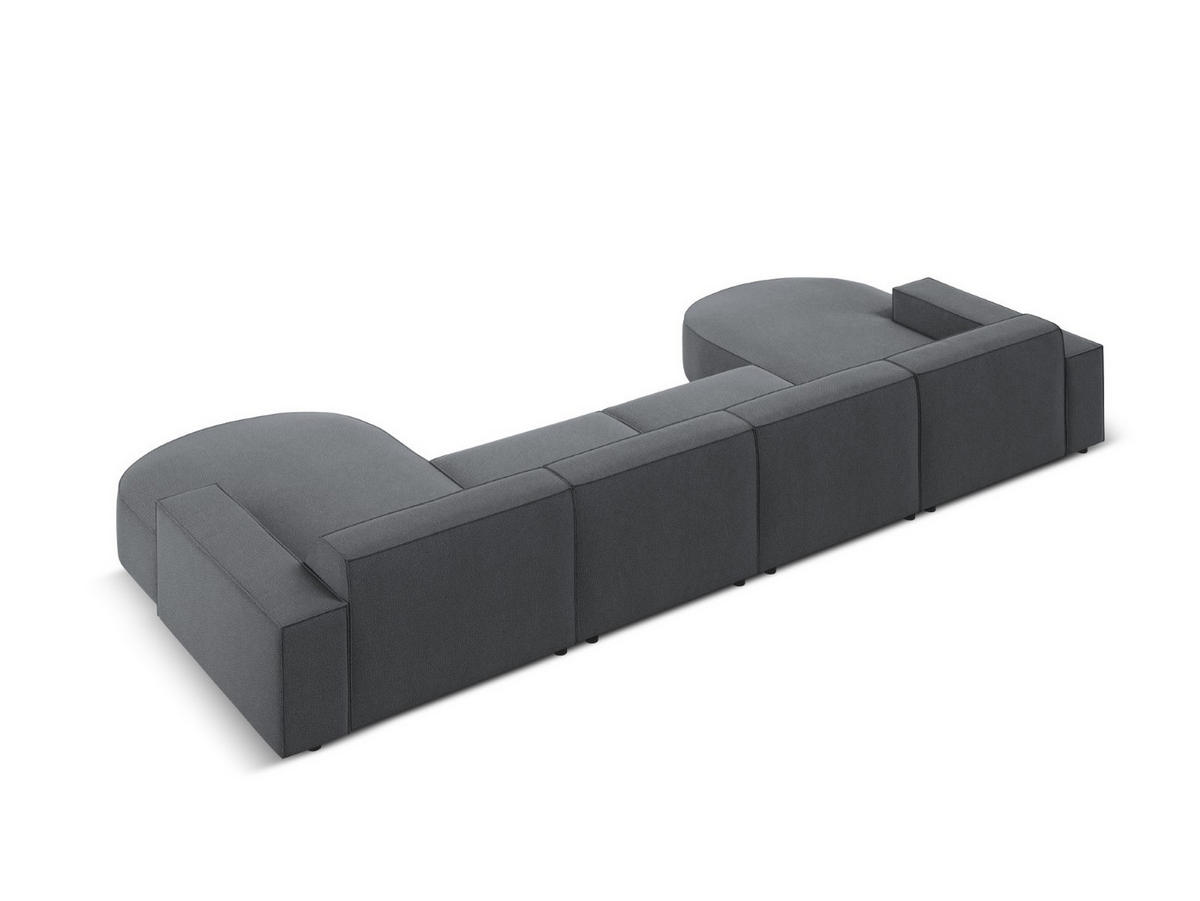 PANORAMASOFA Jodie aus strukturiertem Stoff dunkelgrau 6 Sitzplätze - Dunkelgrau, Textil (166/70/364cm) - Micadoni