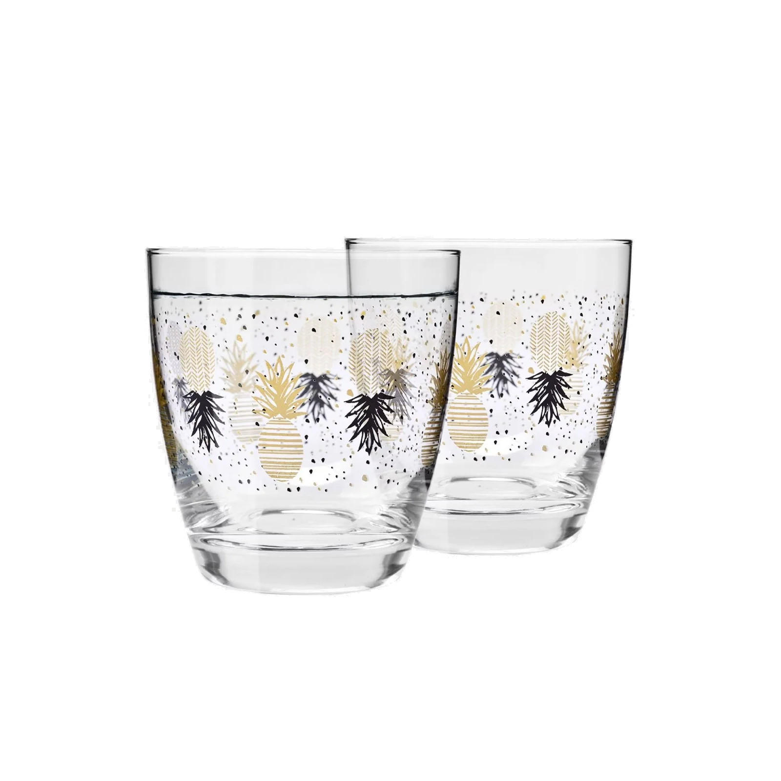 TRINKGLÄSER DECO ANANAS, 2ER-SET, 370 ML - Transparent, Glas (0.37L) - Krosno Glass