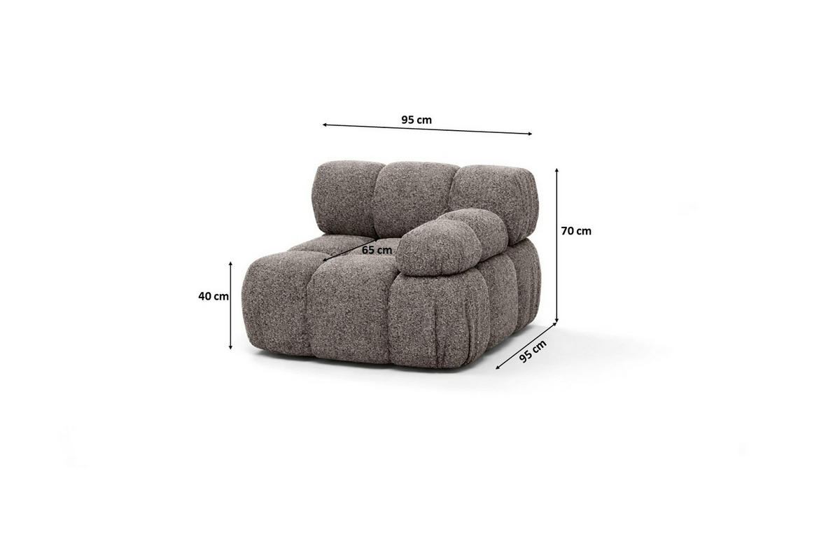 MODUL Seitlich, Für Modulares System, Stoff Abriamo, Braun, Rechts, Selia - Braun, Holz (95/70/95cm) - Kaiser Möbel