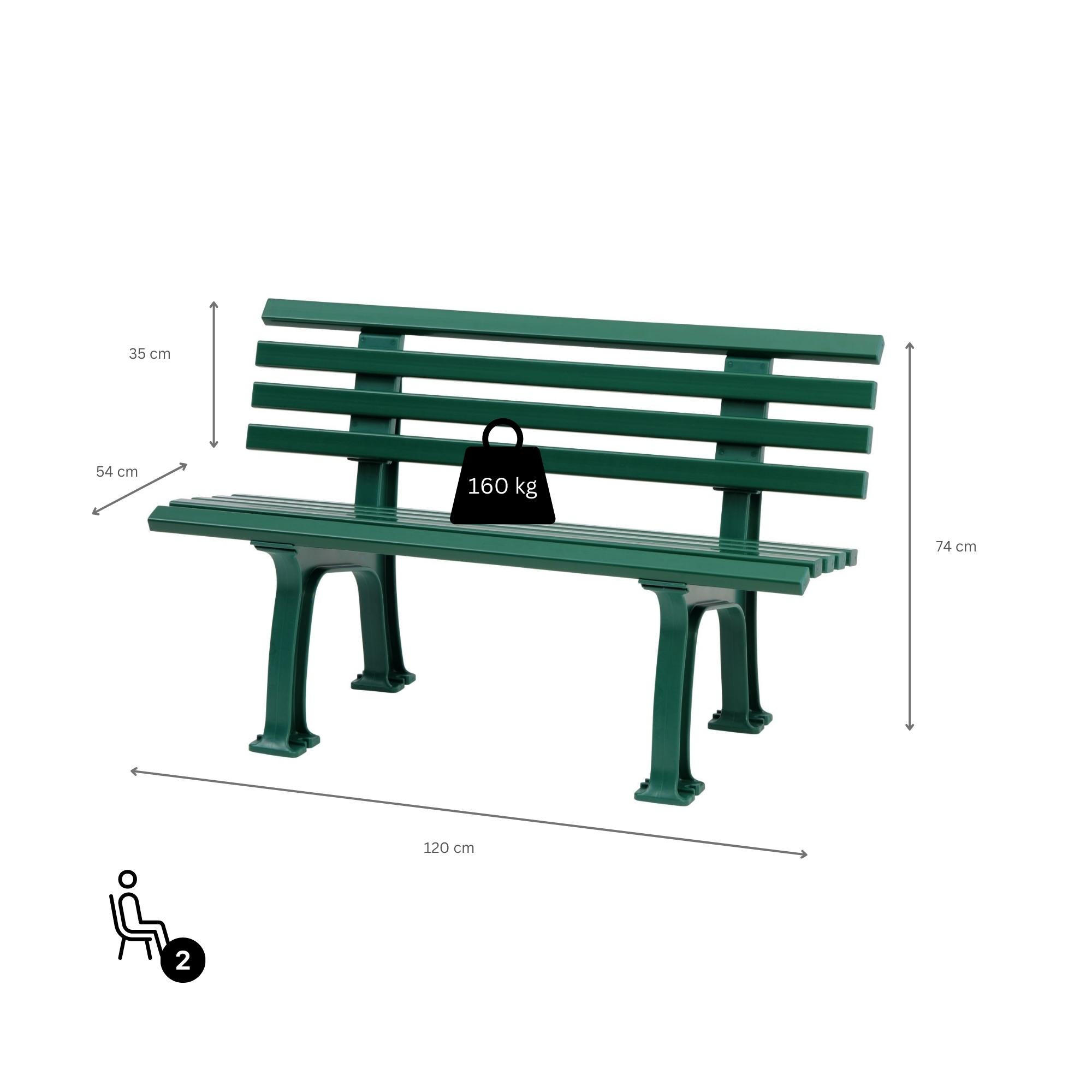 GARTENBANK Antigua 2 Sitzer Grün 74 x 120 x 54 cm Witterungskunststoff & UV Beständiger Kunststoff - Grün, Kunststoff (120/74/54cm) - PROREGAL