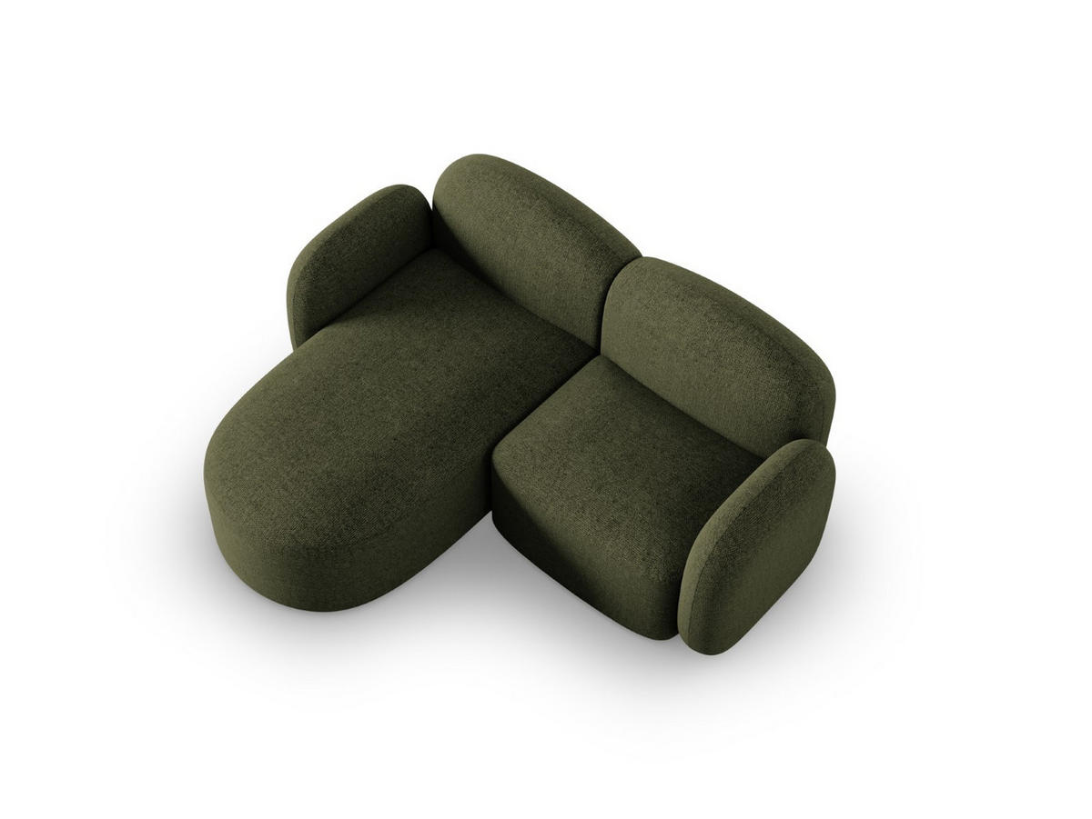 ECKSOFA links Blair aus Chenille-Stoff grün meliert 3 Sitzplätze - Grün, Textil (155/194cm) - Micadoni