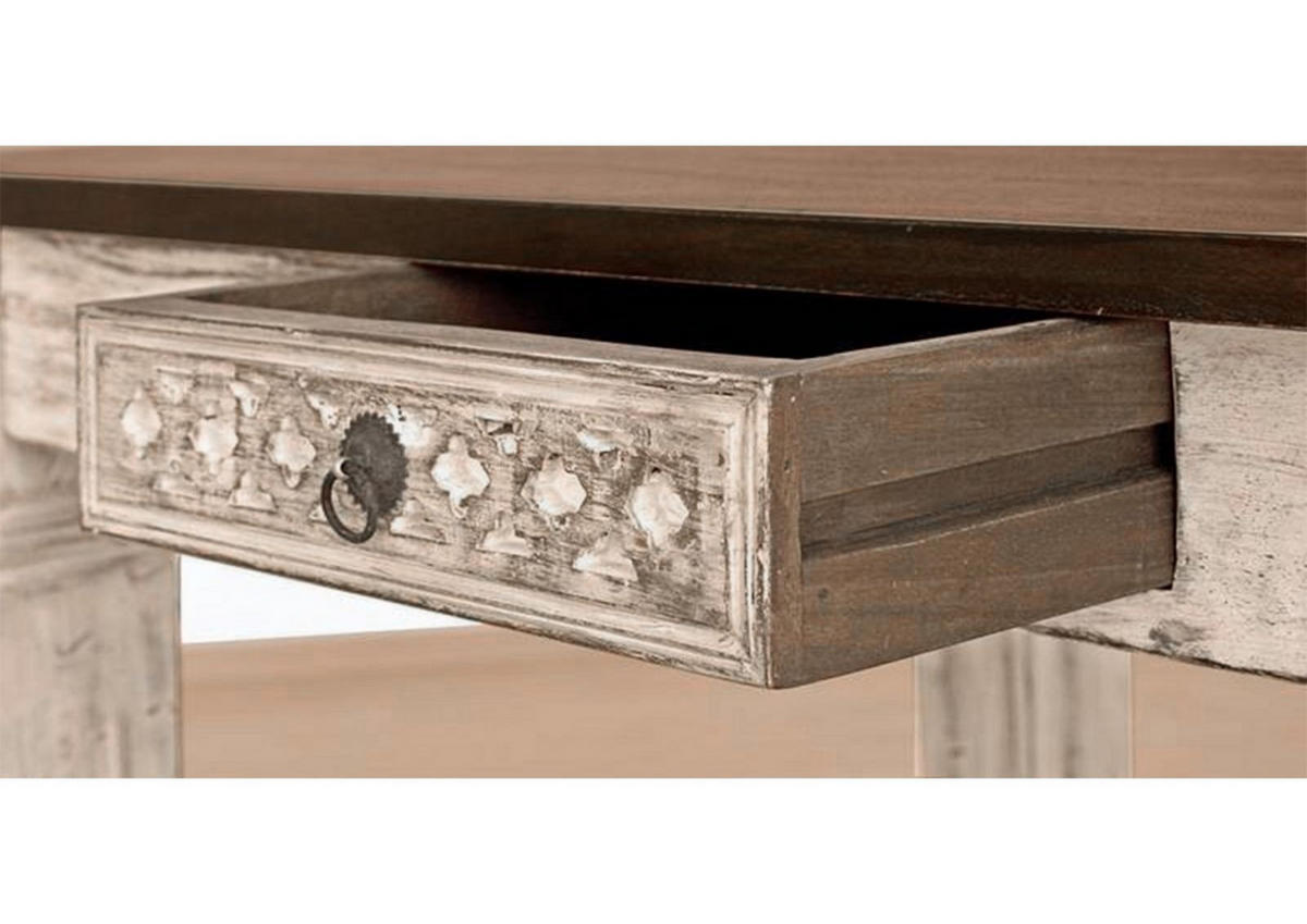 ESSTISCH Mango / Akazie 190x90x76 weiß gewachst CASTLE-ANTIK #109 - Weiß, Holz (190/90/76cm) - Massivmoebel24