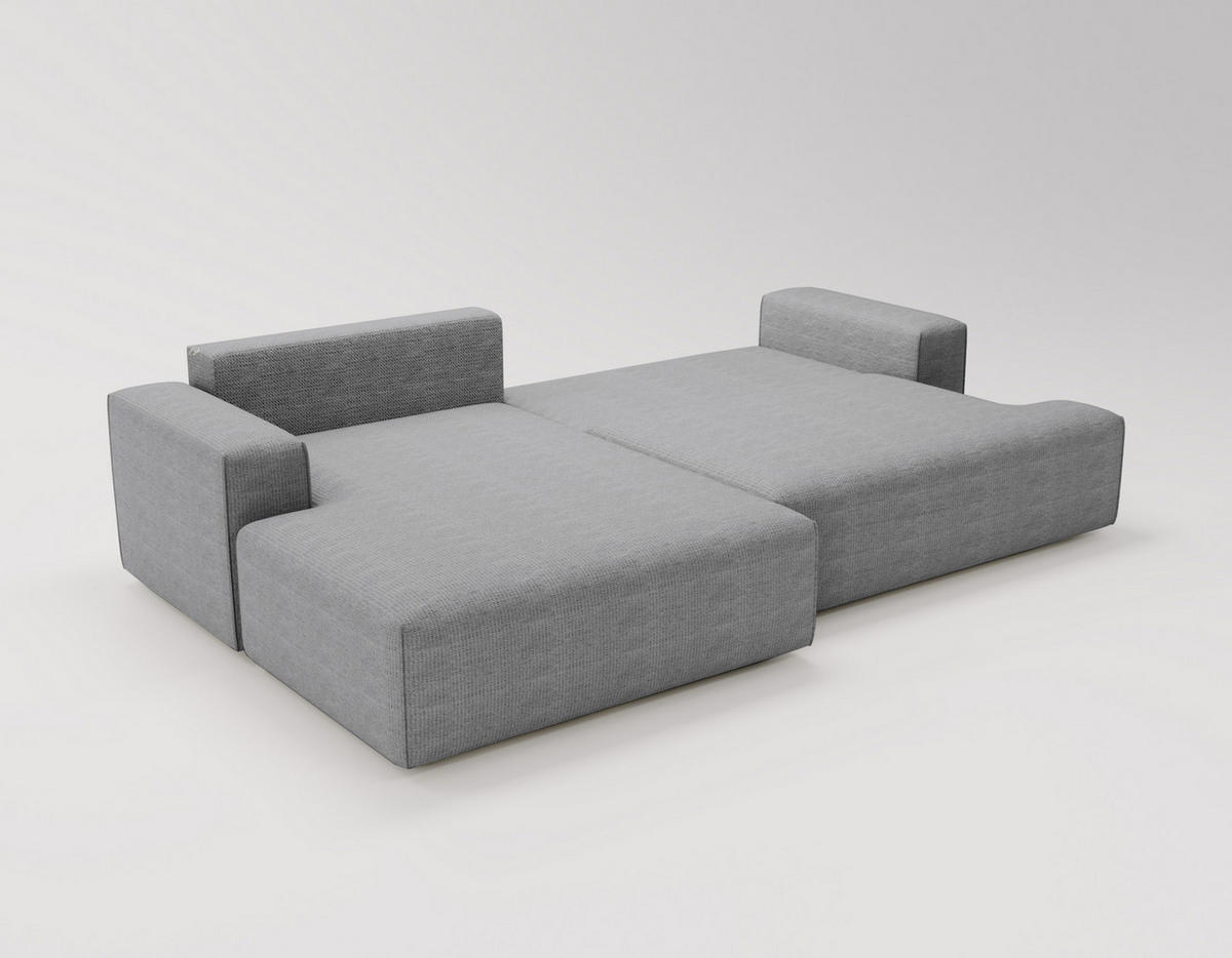 ECKSOFA L-Form 270 cm Boston mit Bettkasten, Schlaffunktion, Links, Grau - Grau, Holz (165/270cm) - Emporius