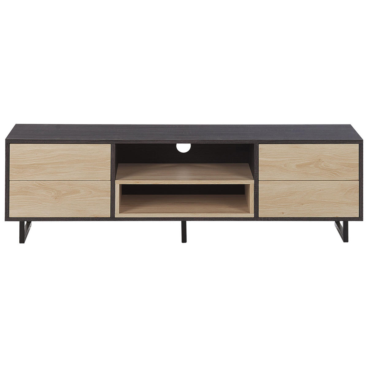 TV STOLEK Světle hnědý, Tmavě hnědý, Černý FRANKLIN 35/140/44 cm - světle hnědá, kompozitní dřevo (140/44/35cm) - Beliani