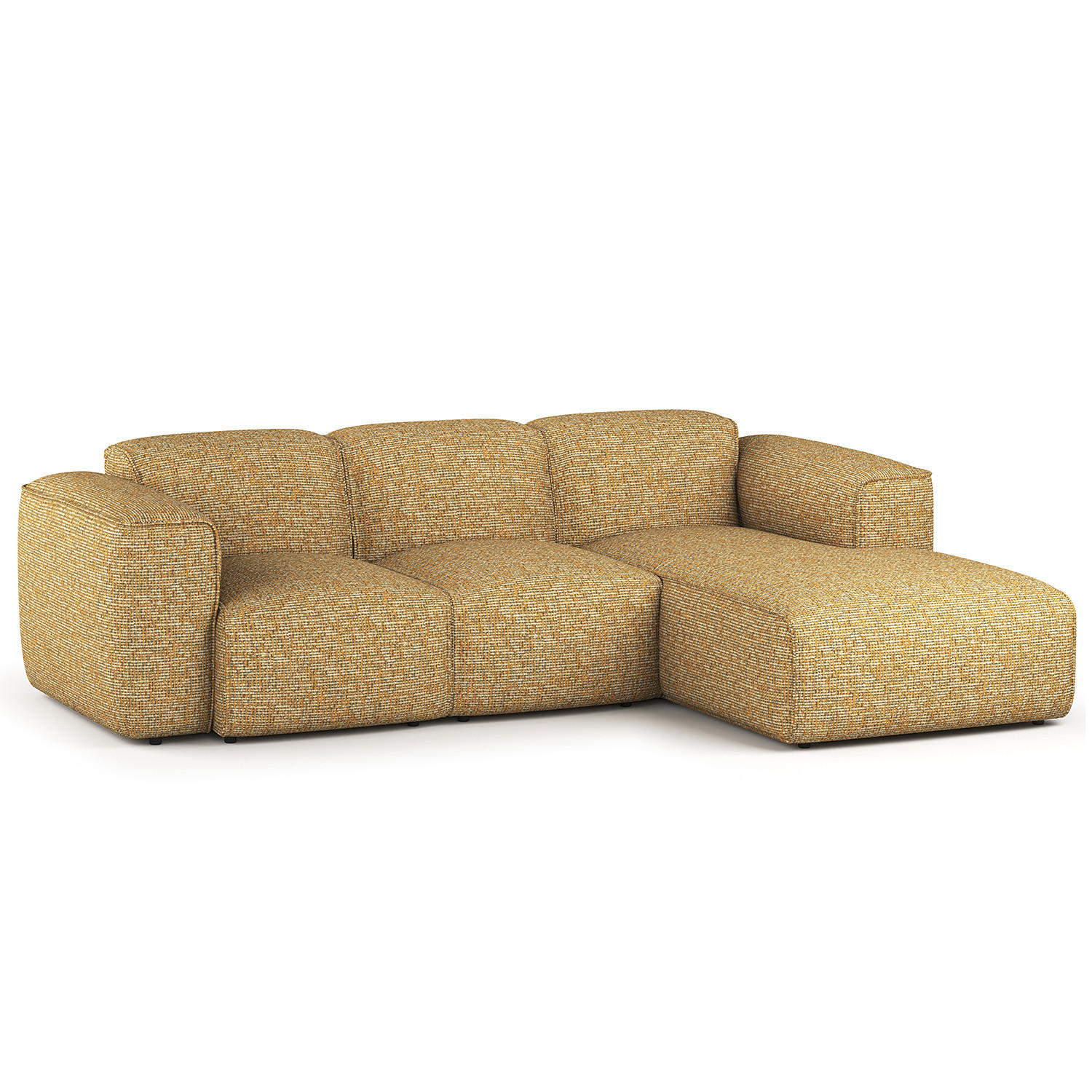 3-SITZER ECKSOFA mit Longchair - Schwarz/Honig, Kunststoff/Textil (251/173cm) - home24