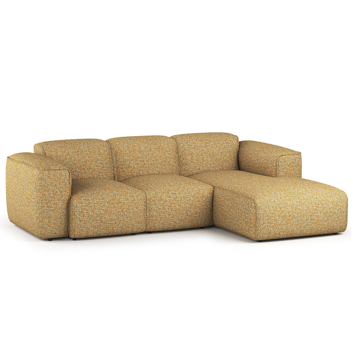 3-SITZER ECKSOFA mit Longchair - Schwarz/Honig, Kunststoff/Textil (251/173cm) - home24