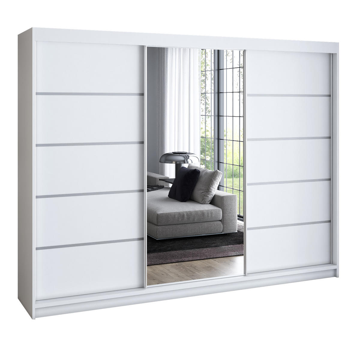 SCHWEBETÜRENSCHRANK 200 cm VILANO 1 Farbe: Weiß - Weiß, Holzwerkstoff (200/215/59.5cm) - A&J MöbelLand