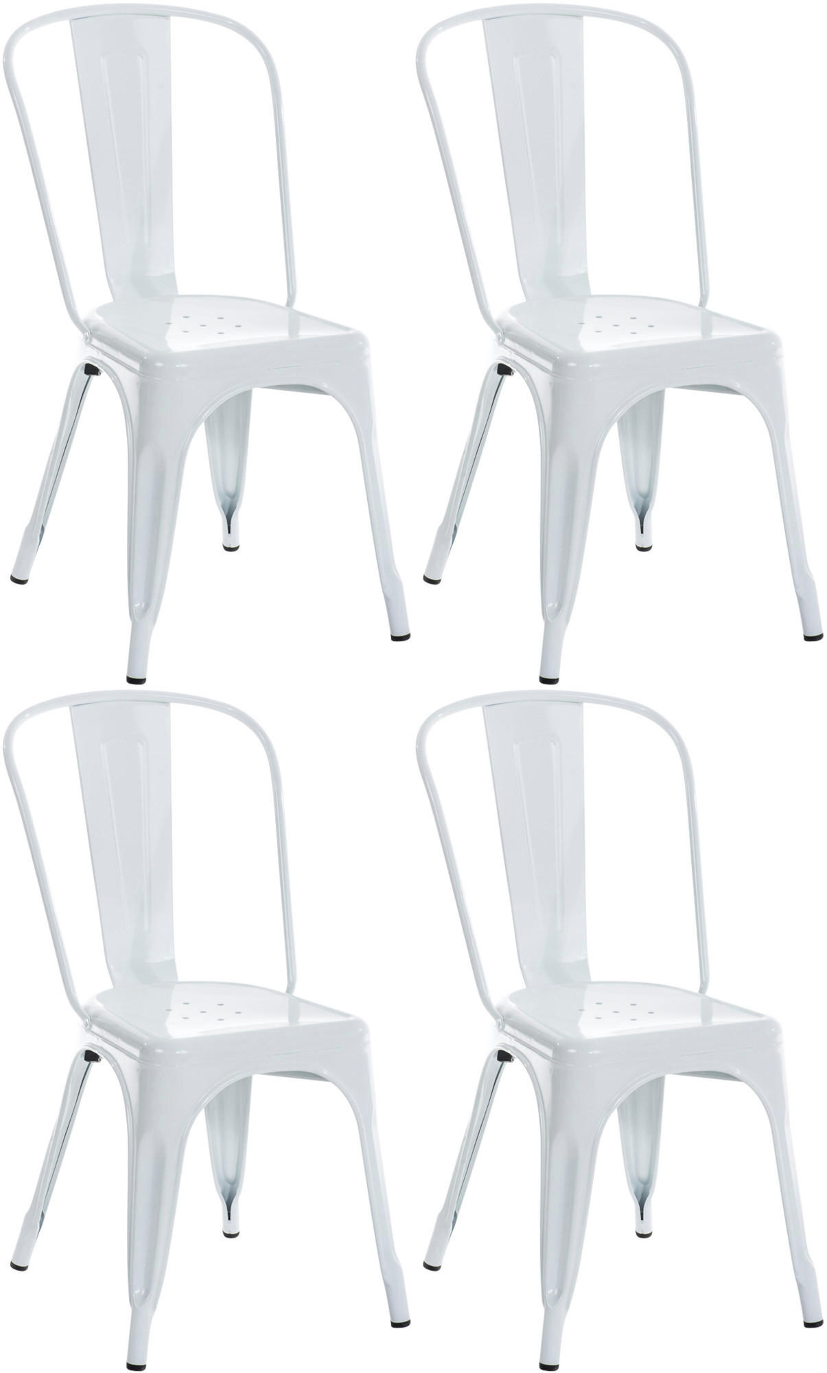 BESUCHERSTUHL 4er Set Metall weiß - Weiß, Metall (44/89/48cm) - CLP