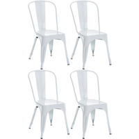 BESUCHERSTUHL 4er Set Metall weiß - Weiß, Metall (44/89/48cm) - CLP