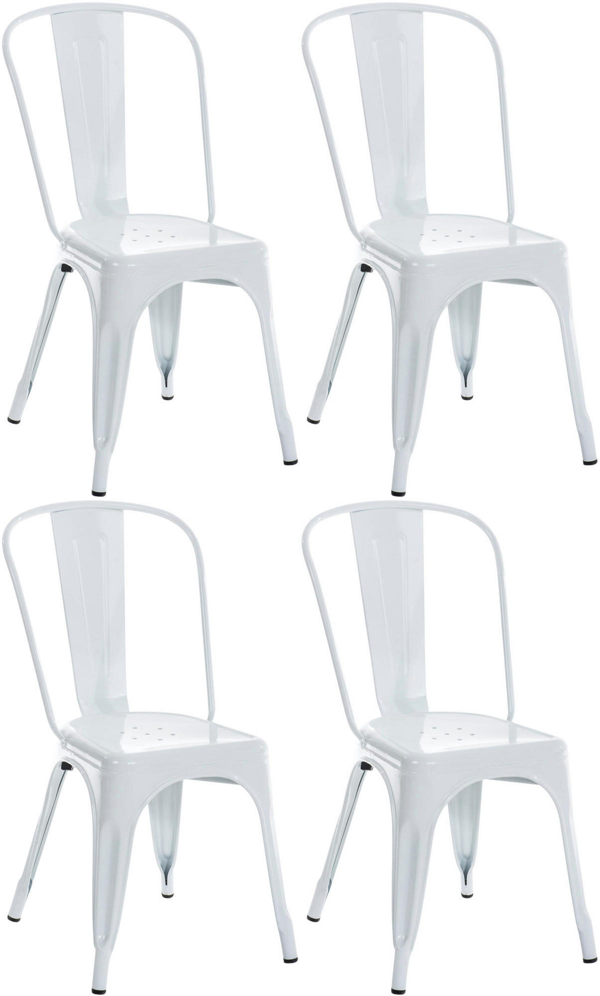 BESUCHERSTUHL 4er Set Metall weiß - Weiß, Metall (44/89/48cm) - CLP