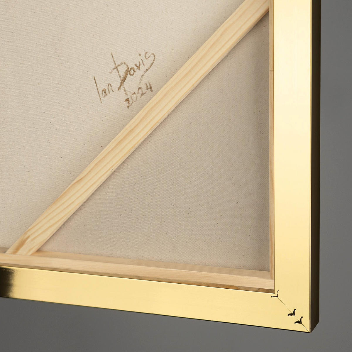 GEMÄLDE Sanfter Zeitfluss Schattenfugenrahmen Gold 120x80 cm - Goldfarben, Holz (120/80cm) - YS-art gallery