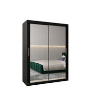 SCHWEBETÜRENSCHRANK 200/150/62 2-türig - Silberfarben/Schwarz, Holz/Kunststoff (150/200/62cm) - Abiks Möbel