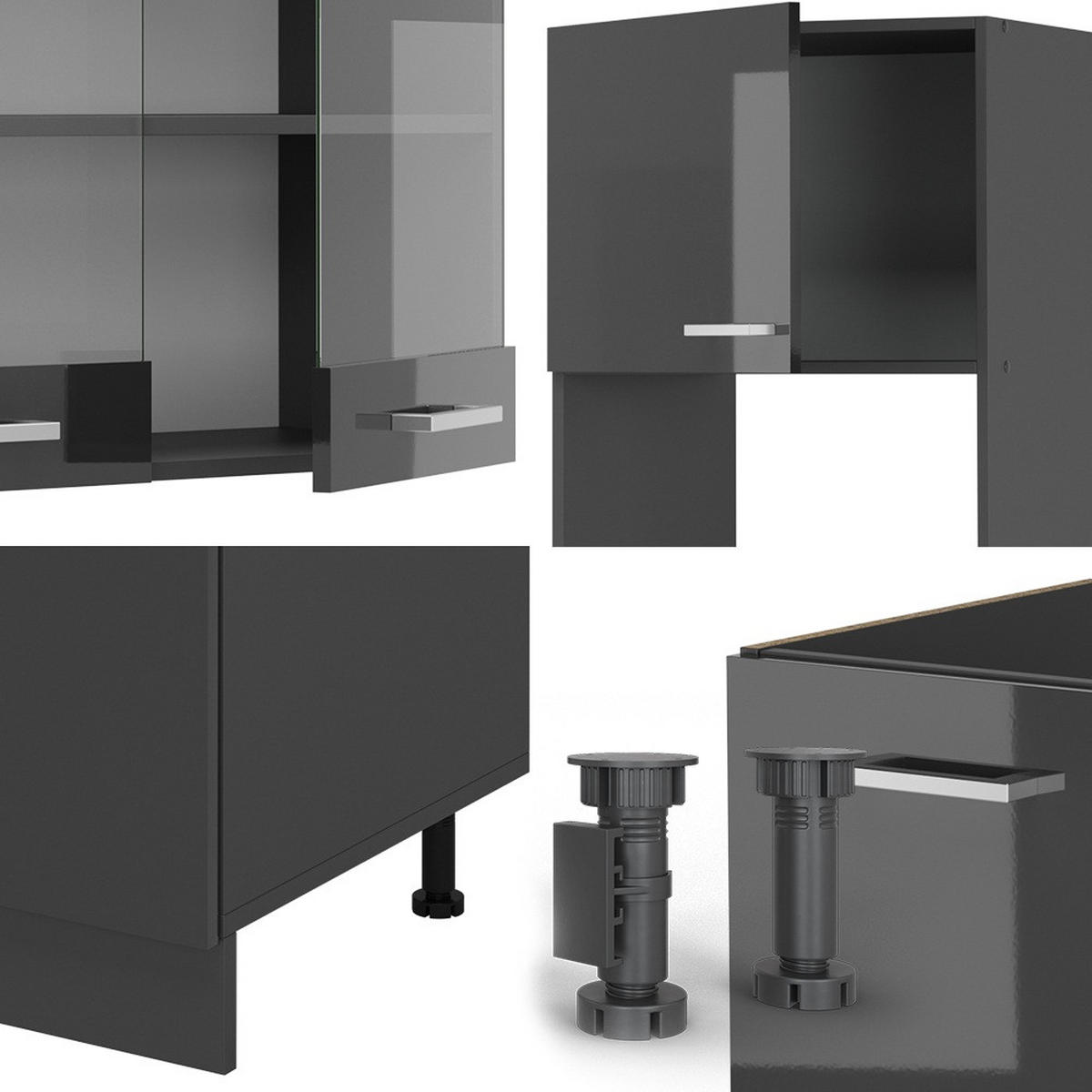 Schwarz Hochglanz/Anthrazit, Holzwerkstoff (247/81.6/60cm) - Vicco