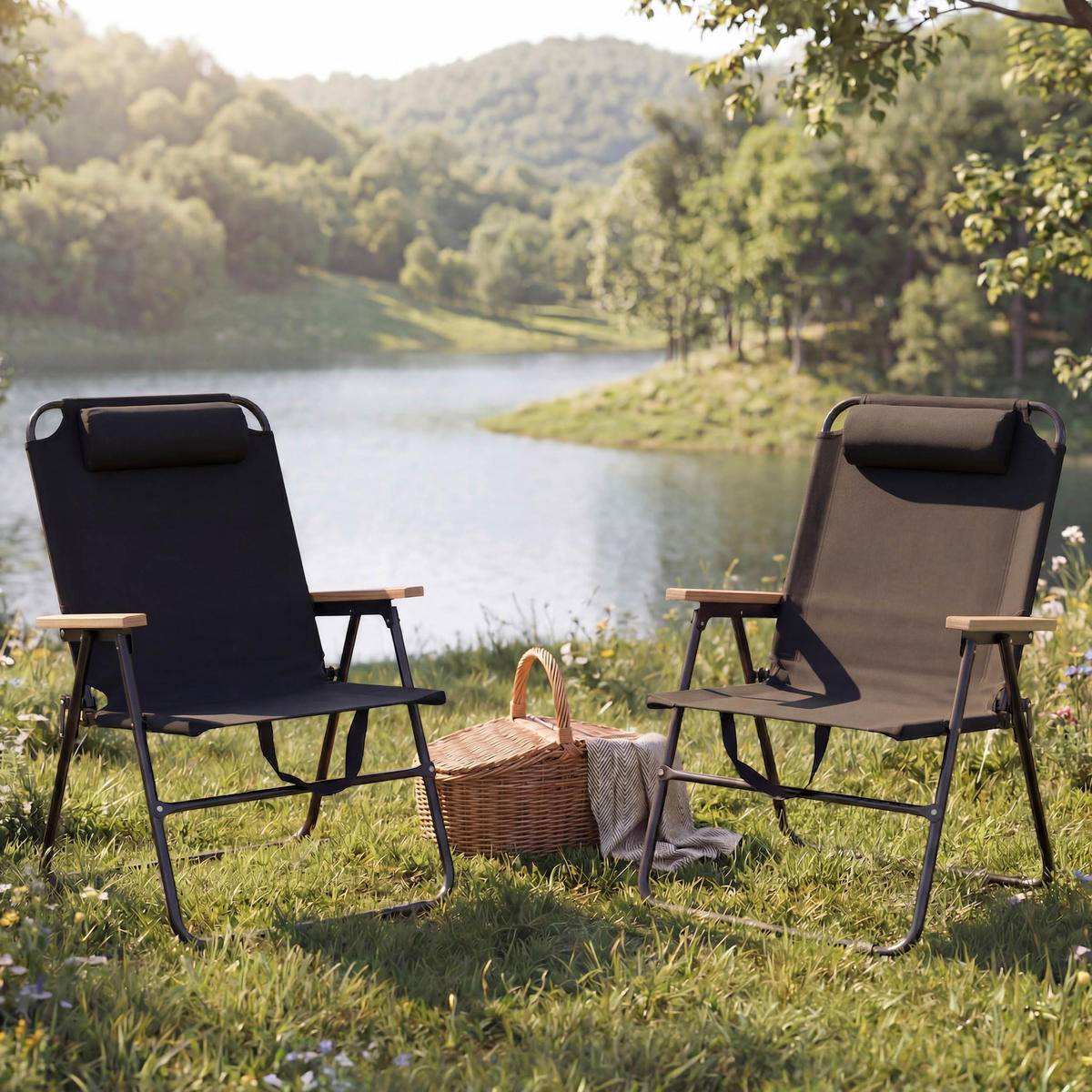 CAMPINGSTUHL Schwarz - Schwarz, Metall (61/85/67cm) - MCW