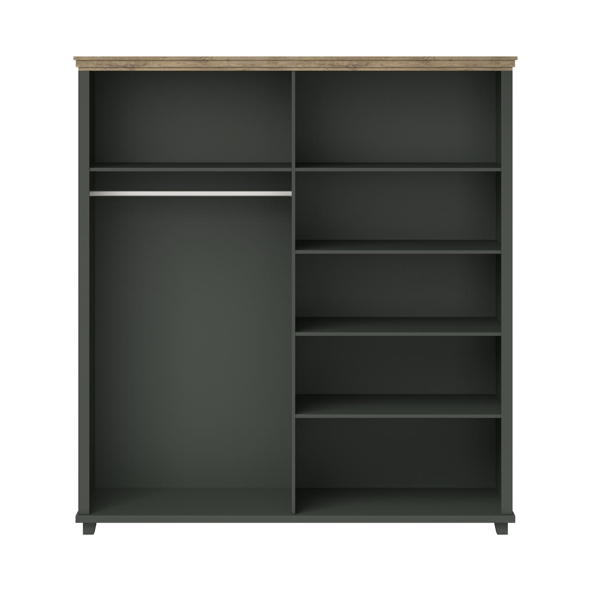 DREHTÜRENSCHRANK EVOLETTA 200/216/62 cm 4-türig mit Spiegel Grün - Grün, Holzwerkstoff (200/216/62cm) - MASSENO
