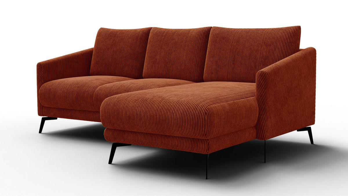 ECKSOFA VILT 3-Sitzer, orange - Schwarz/Orange, Holzwerkstoff/Textil (221/156cm) - Courtois Laville