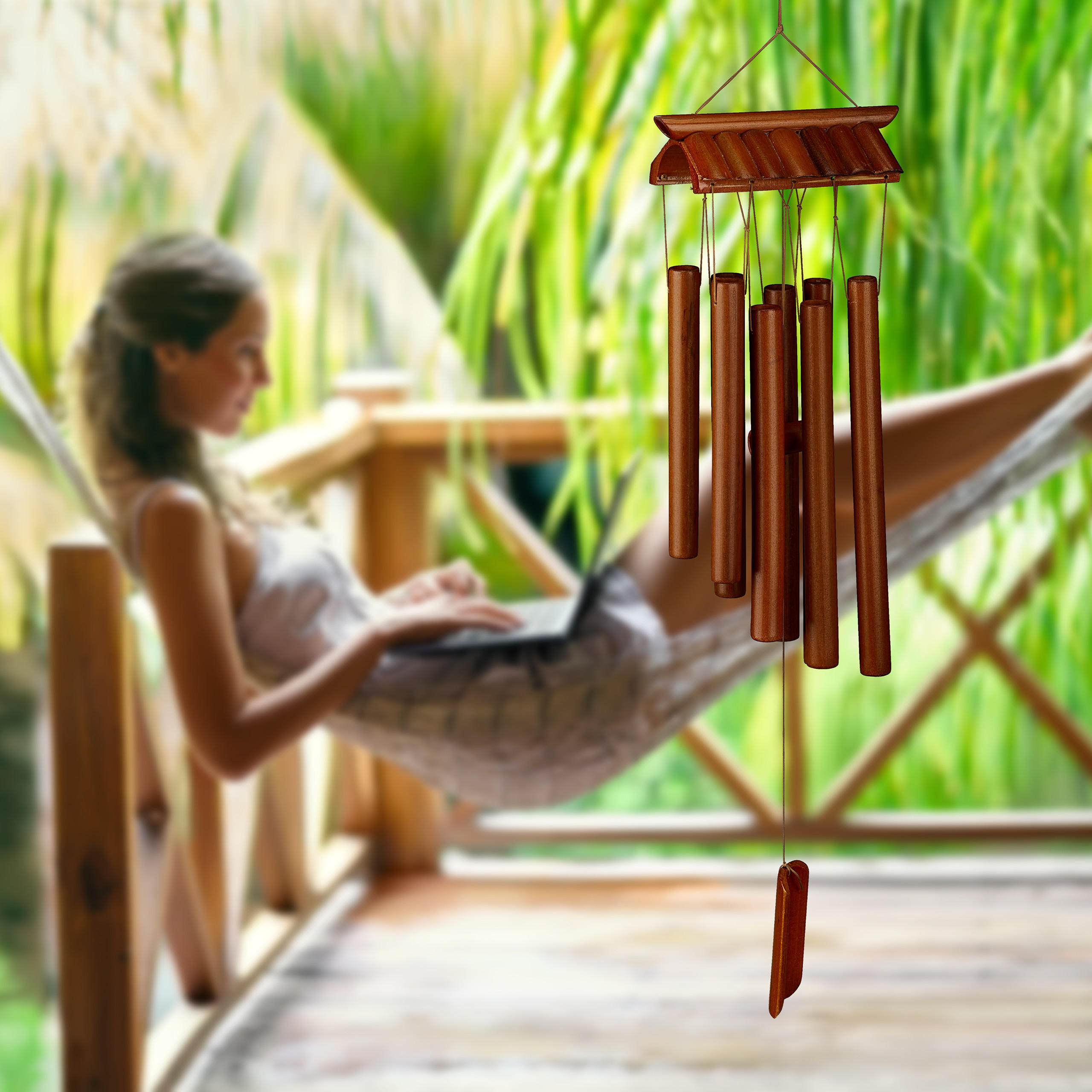 WINDSPIEL - Braun, Holz (8/15/62cm) - Relaxdays
